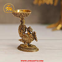 Premium Small Brass Diya with Peacock Design – 3.2 Inch Height