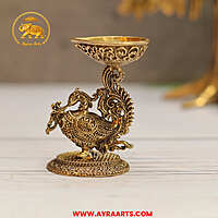 Premium Small Brass Diya with Peacock Design – 3.2 Inch Height