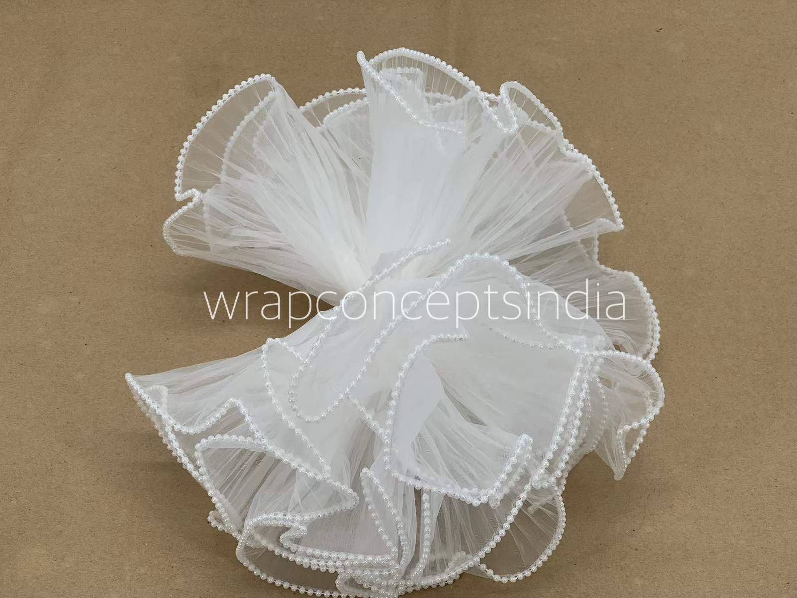White Organza Frill Both side Pearl