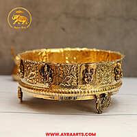 Premium Brass Ashtalakshmi Urli Decorative Bowl - 10 Inch Length