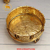 Premium Brass Ashtalakshmi Urli Decorative Bowl - 8 Inch Length