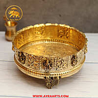 Premium Brass Ashtalakshmi Urli Decorative Bowl - 8 Inch Length