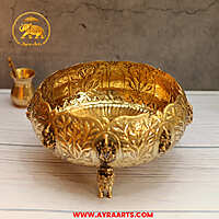Premium Brass Ashtalakshmi Urli Decorative Bowl - 9 Inch Length