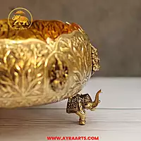 Premium Brass Ashtalakshmi Urli Decorative Bowl - 9 Inch Length