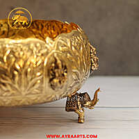 Premium Brass Ashtalakshmi Urli Decorative Bowl - 9 Inch Length