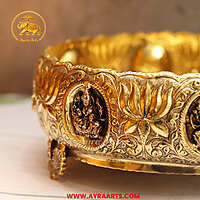 Premium Brass Ashtalakshmi Urli Decorative Bowl - 12.5 Inch Length