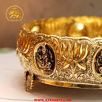 Premium Brass Ashtalakshmi Urli Decorative Bowl - 10.5 Inch Length