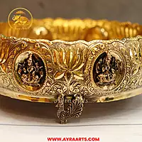 Premium Brass Ashtalakshmi Urli Decorative Bowl - 12.5 Inch Length