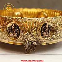Premium Brass Ashtalakshmi Urli Decorative Bowl - 10.5 Inch Length