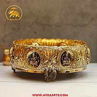 Premium Brass Ashtalakshmi Urli Decorative Bowl - 10.5 Inch Length