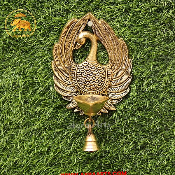Brass Peacock Wall Hanging 9 Inch Height
