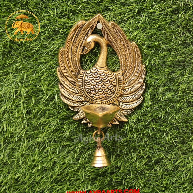 Brass Peacock Wall Hanging 9 Inch Height