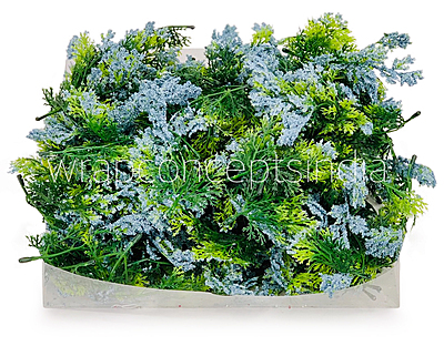 Green Fern Leaves with Blue Edges