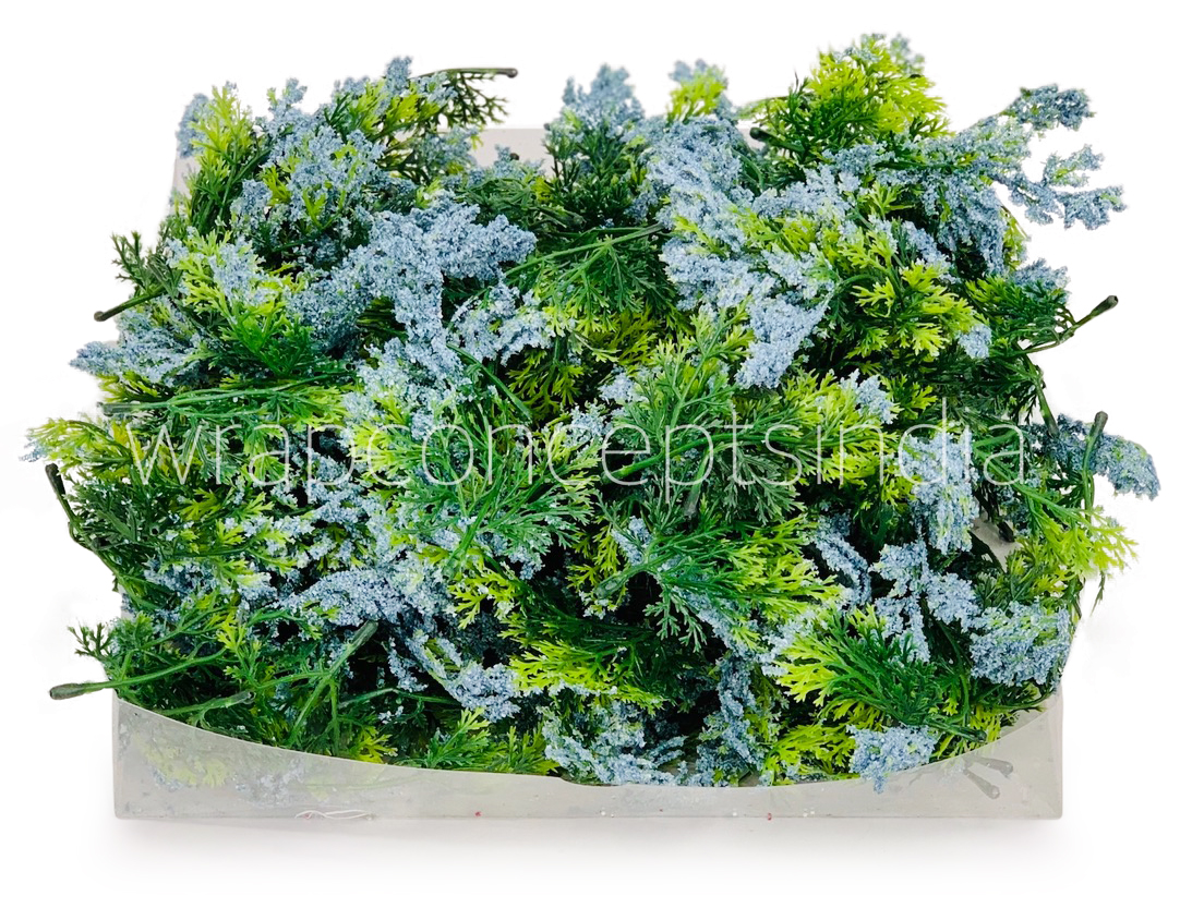 Green Fern Leaves with Blue Edges