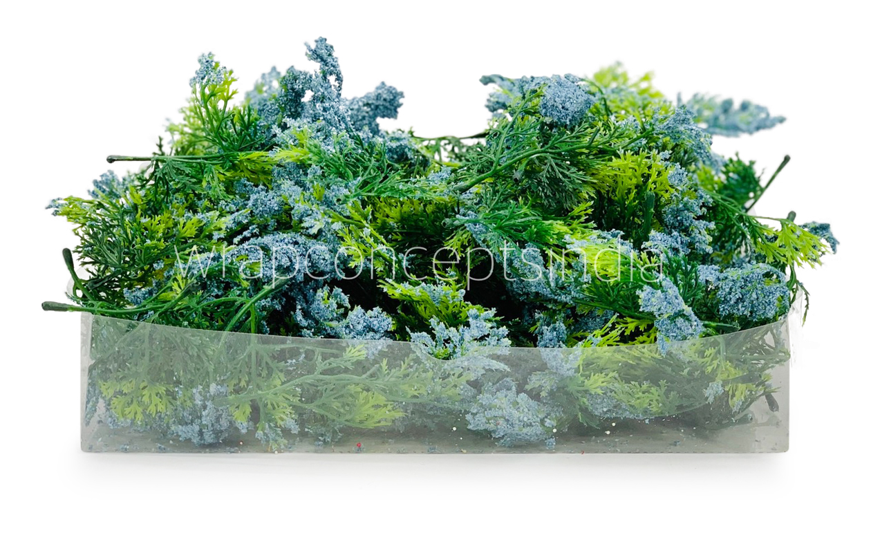 Green Fern Leaves with Blue Edges