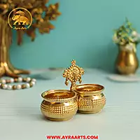 Brass Chowpala Haldi Kumkum Holder - 3 Inch Height