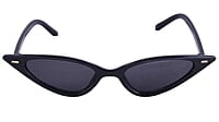 Soigné Female Small Cat Eye Sunglasses.Black Frame.Black Lens with Strings.Black
