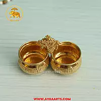 Brass Chowpala Haldi Kumkum Holder - 3 Inch Height