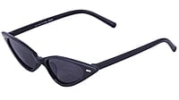 Soigné Female Small Cat Eye Sunglasses.Black Frame.Black Lens with Strings.Black