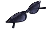 Soigné Female Small Cat Eye Sunglasses.Black Frame.Black Lens with Strings.Black