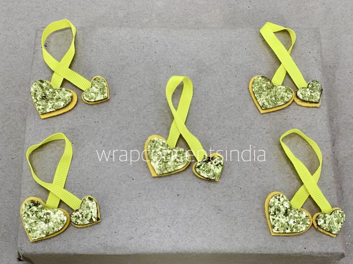 Two Hearts on a Ribbon - Yellow