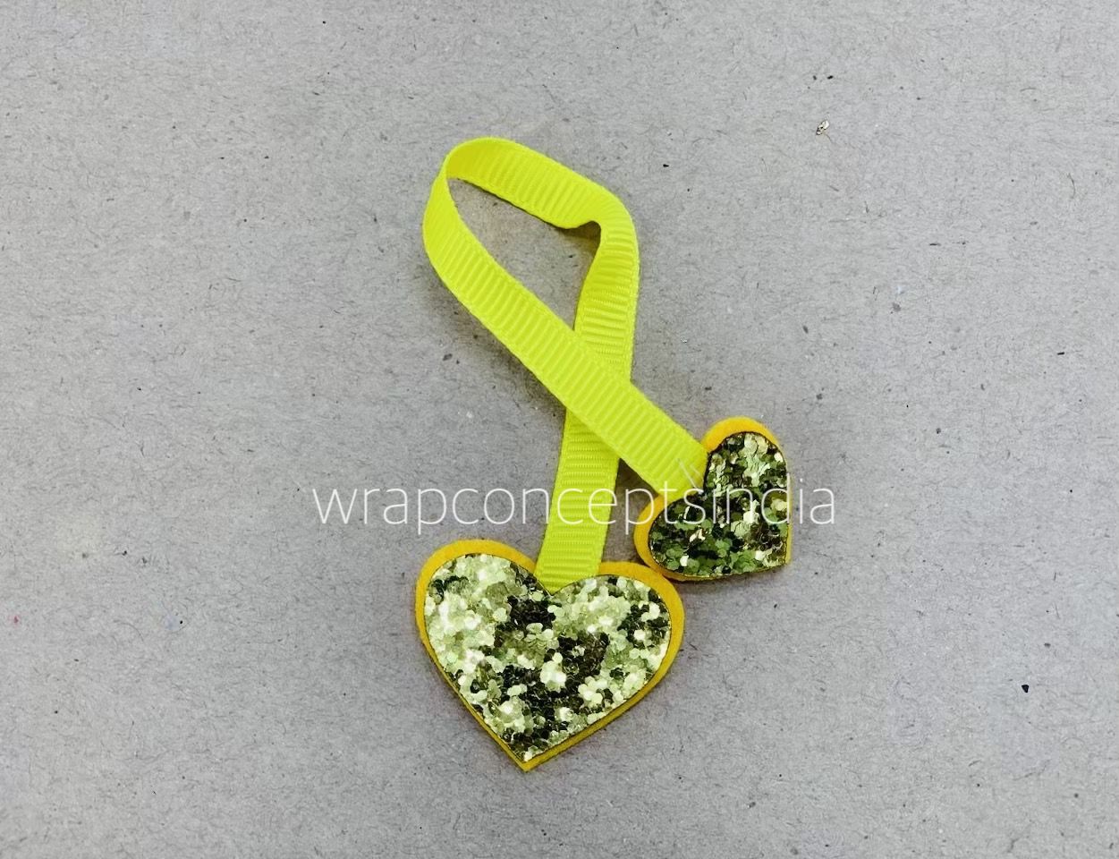 Two Hearts on a Ribbon - Yellow