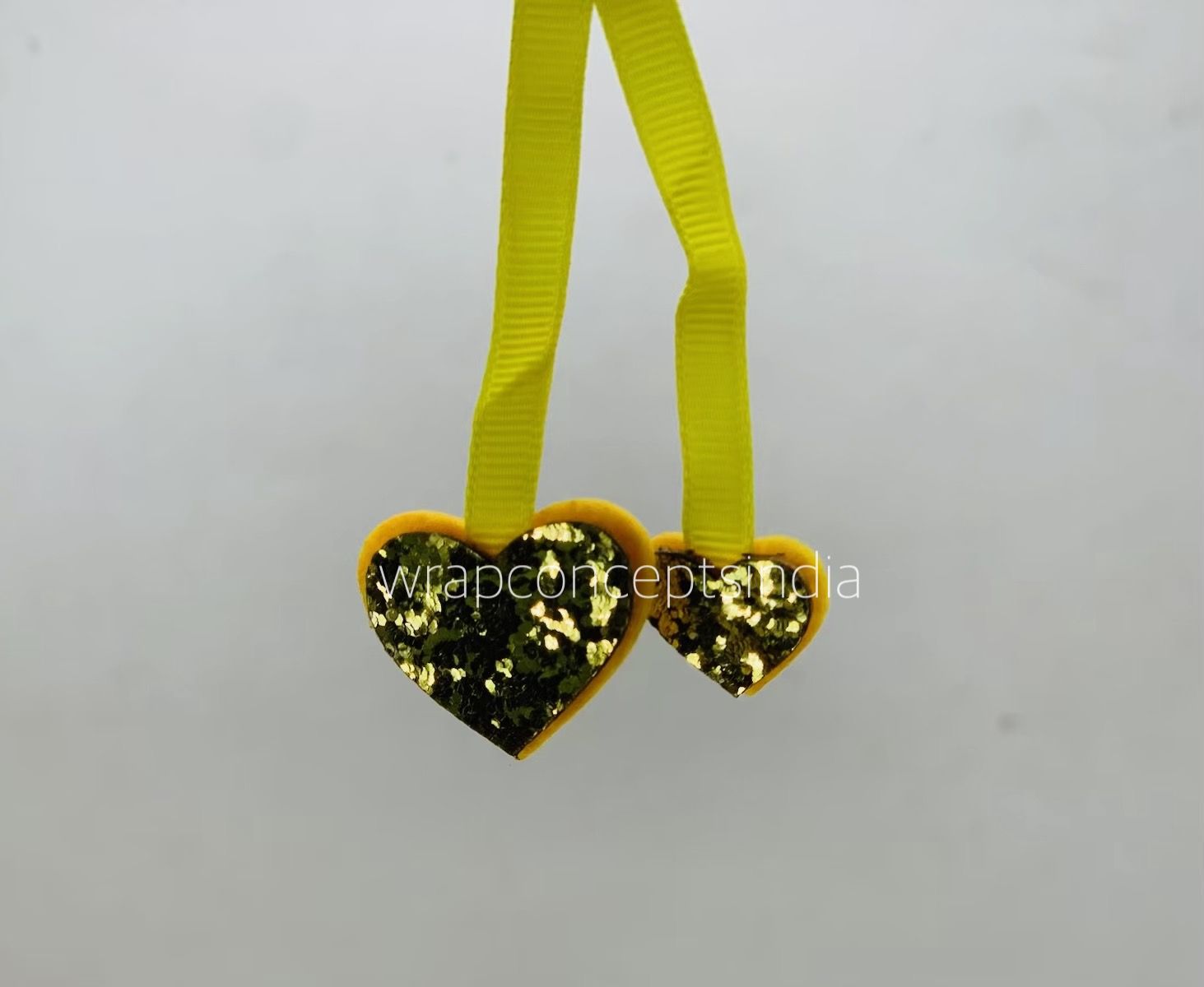 Two Hearts on a Ribbon - Yellow