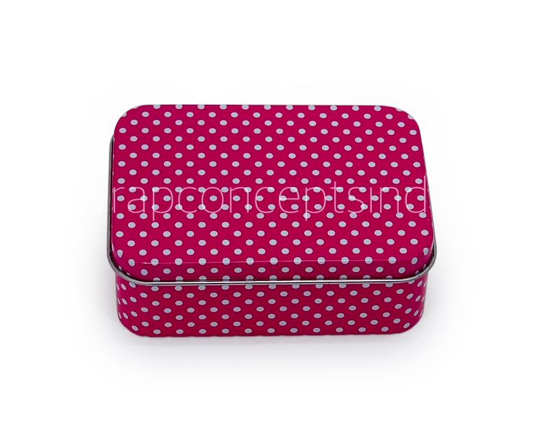 Hot Pink Polka Rectangle Tins (Pack of 6)