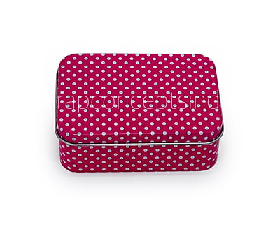 Hot Pink Polka Rectangle Tins (Pack of 6)