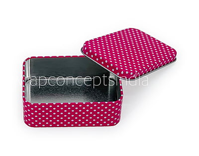 Hot Pink Polka Rectangle Tins (Pack of 6)