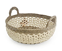 Round Crochet Handwoven Basket with handles