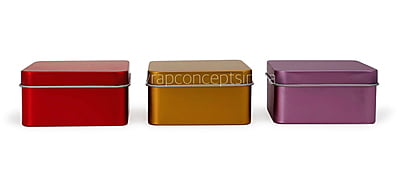 Square Tins - Bronze/Red/Lilac (Pack of 6)