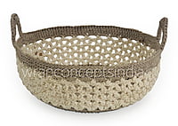 Round Crochet Handwoven Basket with handles