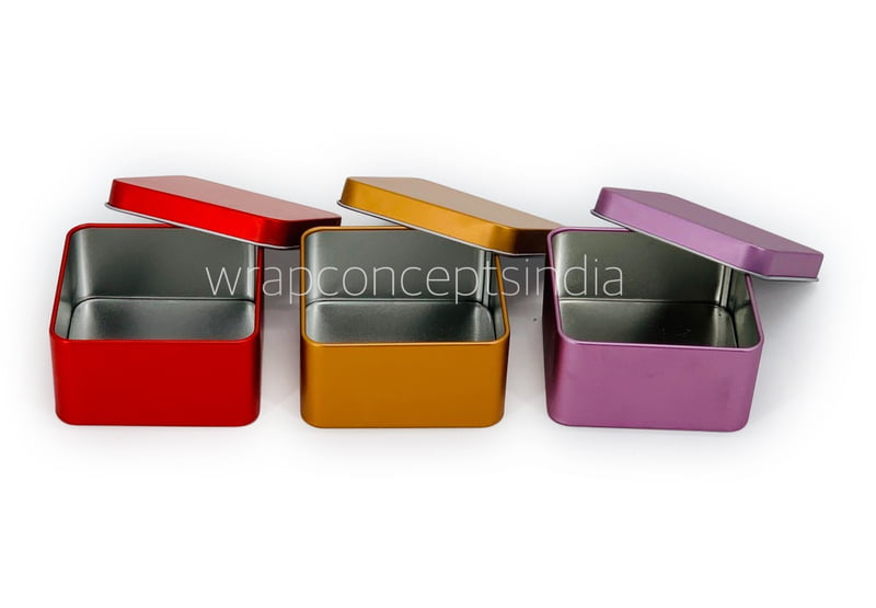 Square Tins - Bronze/Red/Lilac (Pack of 6)