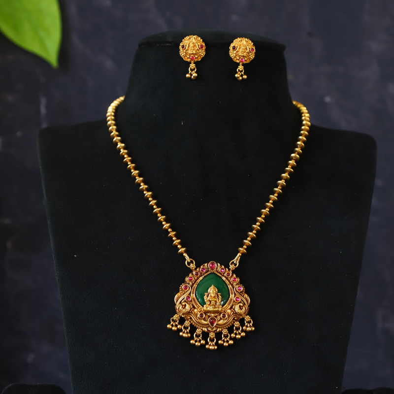 LONG HARAM FULL LAKSHMI DESIGN WITH DOLLER IN ANTIC FINISH