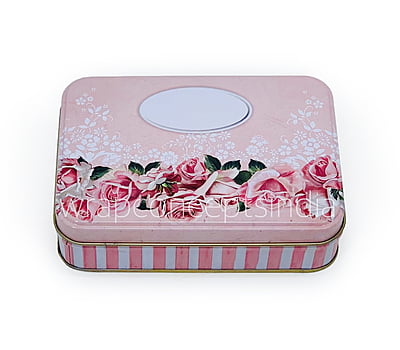 Pink Floral Rectangle Tins (Pack of 6)