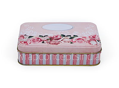 Pink Floral Rectangle Tins (Pack of 6)