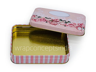Pink Floral Rectangle Tins (Pack of 6)