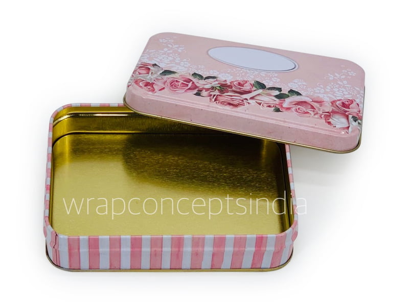 Pink Floral Rectangle Tins (Pack of 6)