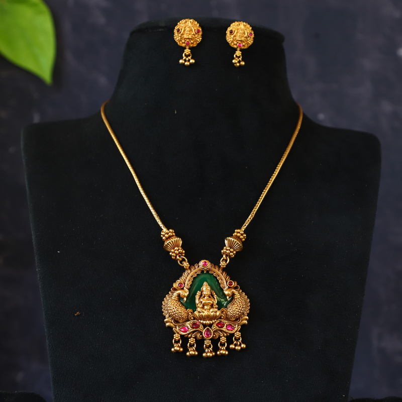 LONG HARAM IN GREEN PAVALLAM ANTIC FINISH