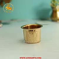 Shank Chakra Namah Engraved Brass Glass Pital Tumbler Puja Jal Patra Drinking Cup