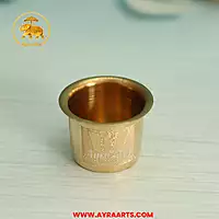 Shank Chakra Namah Engraved Brass Glass Pital Tumbler Puja Jal Patra Drinking Cup