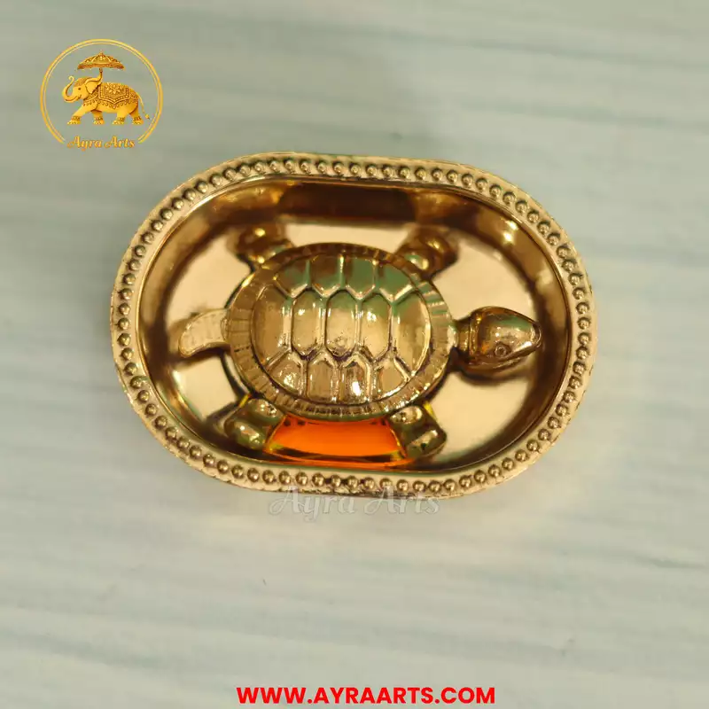 Brass Vastu Tortoise Plate for Home Office Business - Size 2