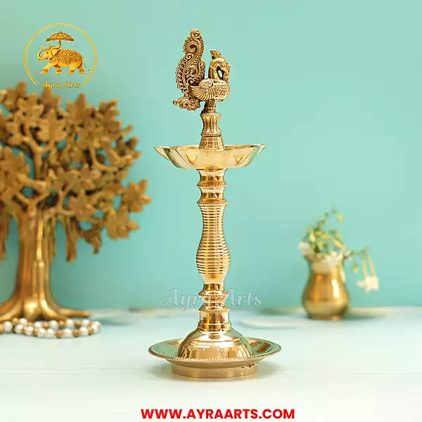 Brass Vasudev Mayuri Samai Standing Diya Lamp