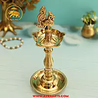 Brass Vasudev Mayuri Samai Standing Diya Lamp