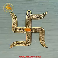Brass Swastik Wall Hanging - 6 Inch Height