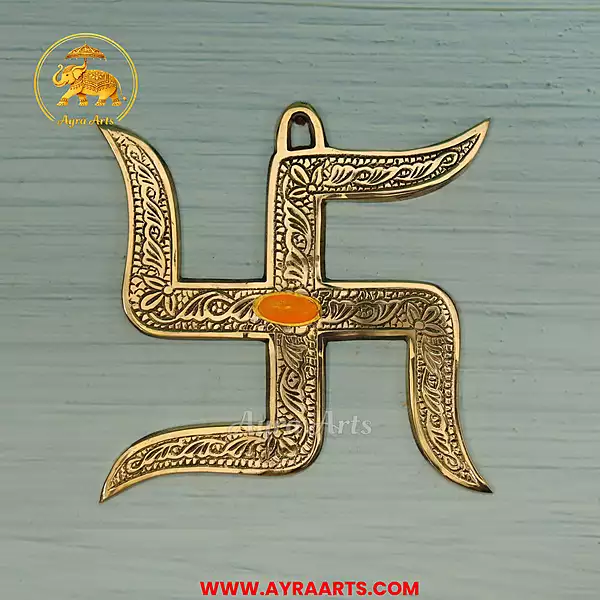 Brass Swastik Wall Hanging - 6 Inch Height