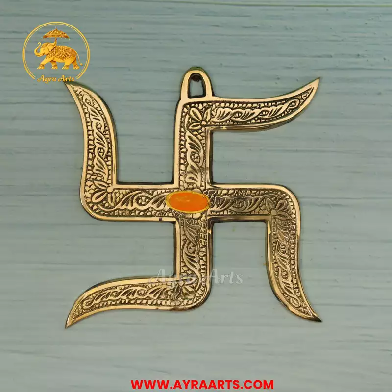 Brass Swastik Wall Hanging - 6 Inch Height