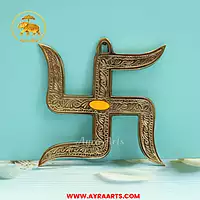 Brass Swastik Wall Hanging - 6 Inch Height