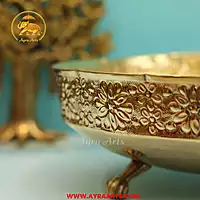 Brass Imperial Glow Bowl Urli With 3 Legs - Size 12
